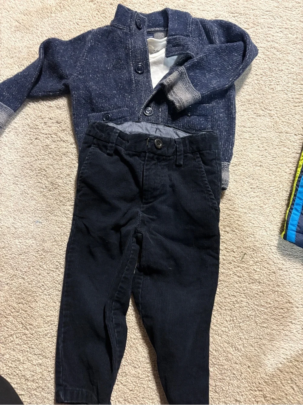 GAP Navy Blue Knit Cardigan and Corduroy Pants Set